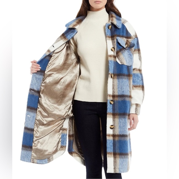 Calvin Klein Blue Plaid Coat Jacket Shacket XXL - Picture 3 of 8